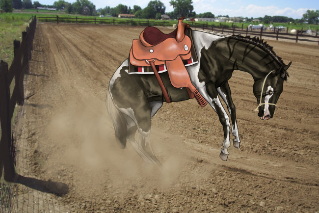 Обои картинки фото рисованное, животные,  лошади, забор, фон, лошадь