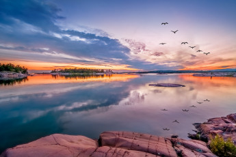 Картинка природа реки озера закат озеро небо