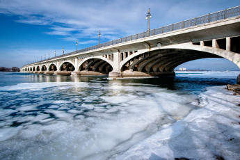 Картинка города -+мосты небо мост зима река лед