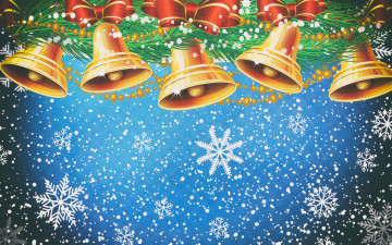 Картинка праздничные векторная+графика+ новый+год зима рождество снежинки фон настроение новый год праздник колокольчики украшения снег минимализм