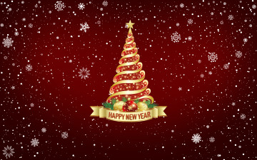 Картинка праздничные векторная+графика+ новый+год новый год фон настроение минимализм елка красный снег праздник Ёлка снежинки
