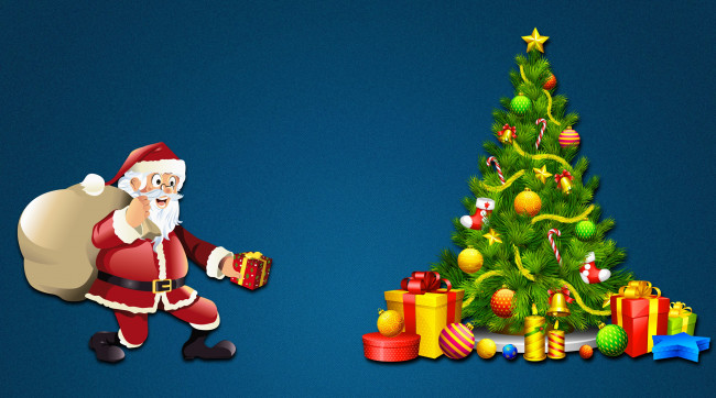 Обои картинки фото праздничные, векторная графика , новый год, Ёлка, настроение, новый, год, праздник, санта, клаус, елка, подарки, минимализм, рождество, фон