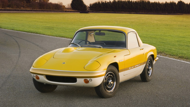 Обои картинки фото lotus elan sprint 1973, автомобили, lotus, жёлтый, 1973, sprint, elan