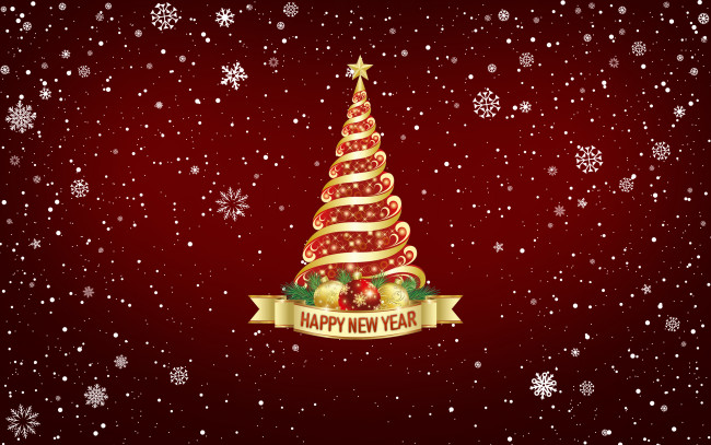 Обои картинки фото праздничные, векторная графика , новый год, новый, год, фон, настроение, минимализм, елка, красный, снег, праздник, Ёлка, снежинки