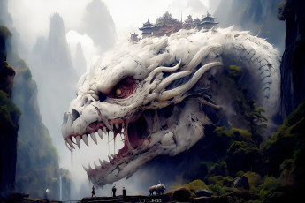 Картинка фэнтези драконы белый дракон