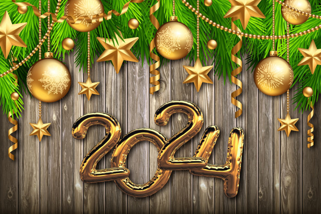 Обои картинки фото праздничные, векторная графика , новый год, ёлка, украшения, цифры, год