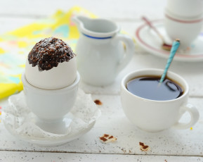 Картинка еда кофе кофейные зёрна шоколадный бисквит яйцо