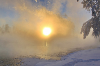 Картинка природа зима снег рассвет солнце