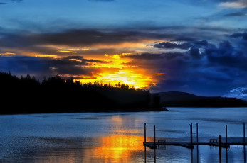Картинка lake pend oreille природа восходы закаты закат лес вечер озеро пейзаж