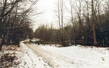 Картинка природа зима снег деревья забор пейзаж