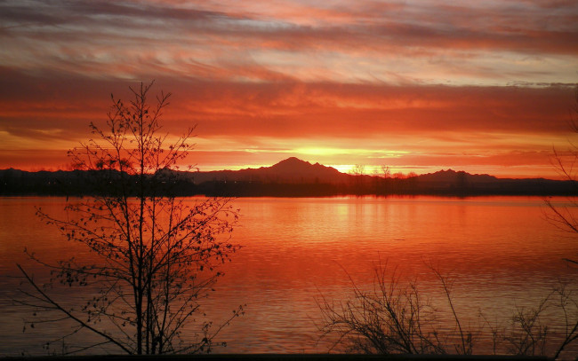 Обои картинки фото sunset, природа, восходы, закаты, закат, река, багровый, фон
