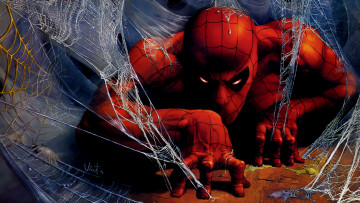 Картинка рисованные комиксы spider man человек паук паутина