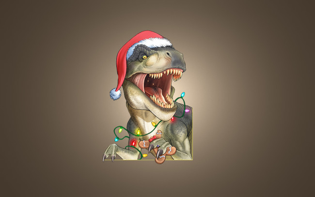 Обои картинки фото новогодний динозавр, юмор и приколы, новогодний, динозавр, christmas, dinosaur