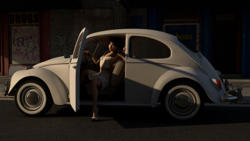 Картинка автомобили 3d+car&girl фон взгляд девушка автомобиль