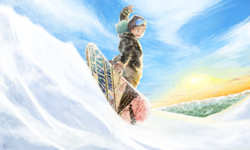 Картинка аниме зима +новый+год +рождество фон девушка взгляд