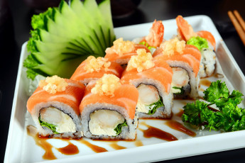 Картинка еда рыба +морепродукты +суши +роллы петрушка лосось роллы японская кухня