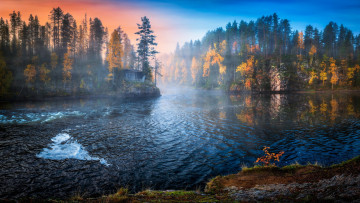 Картинка природа реки озера туман утро озеро