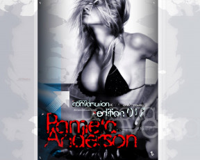 Картинка девушки pamela+anderson блондинка купальник черно-белая постер