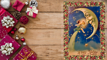 Картинка календари праздники +салюты новогодний фон доска игрушки открытка