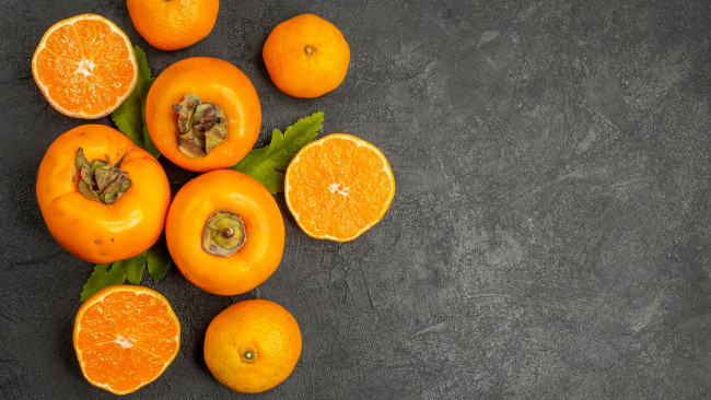 Обои картинки фото еда, фрукты,  ягоды, хурма, апельсины, мандарины, цитрусы