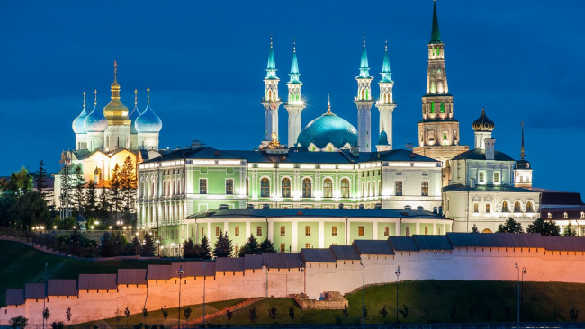 Обои картинки фото города, казань , россия, казань, мечеть, подсветка