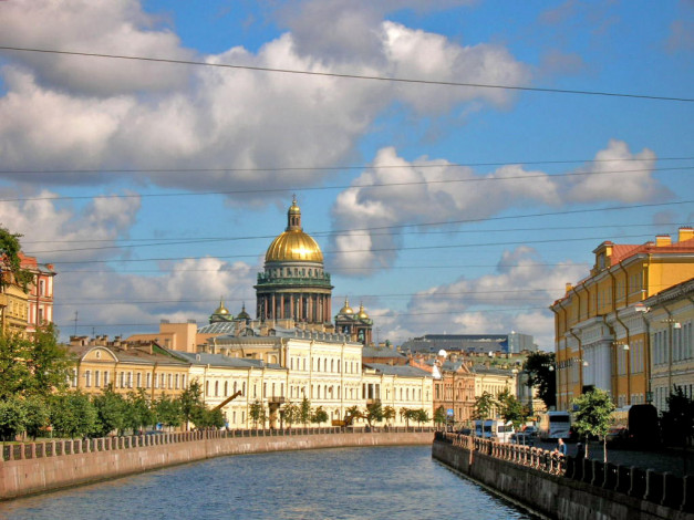 Обои картинки фото вид, на, исакий, города, санкт, петербург, петергоф, россия