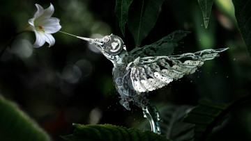 Картинка hummingbird фэнтези роботы киборги механизмы колибри киборг лилия птица механизм