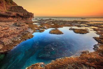 Картинка природа побережье океан отлив камни скалы горизонт