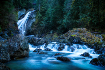 Картинка twin+falls+edgewick +washington природа водопады сша лес водопад
