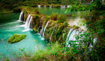 Картинка природа водопады лес река водопад каскад