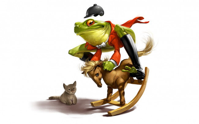 Обои картинки фото лягушка, рисованные, - другое, лошадь, игрушка, frog