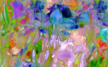 Картинка разное компьютерный+дизайн природа луг лепестки цветы рендеринг