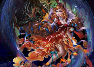 Картинка фэнтези красавицы+и+чудовища дракон арт девушка