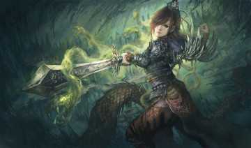 Картинка фэнтези красавицы+и+чудовища фантастика арт девушка меч оружие магия