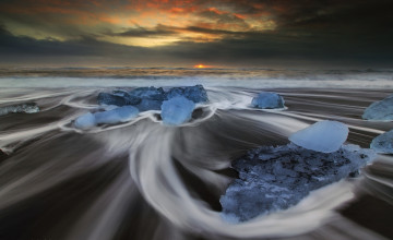 Картинка природа побережье льдины море лёд пляж океан