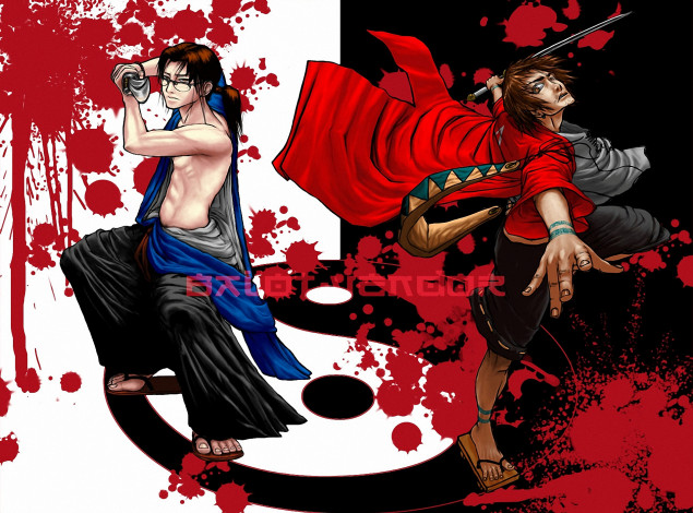 Обои картинки фото аниме, samurai champloo, самурай, mugen, jin, меч