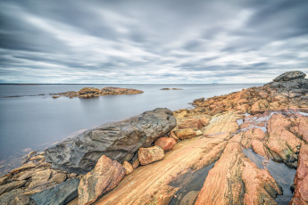 Картинка природа побережье море камни облака