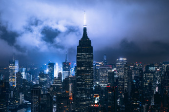 Картинка города нью-йорк+ сша ночь город нью йорк облака огни
