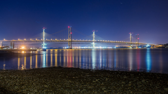 Обои картинки фото города, - мосты, мост, река, ночь