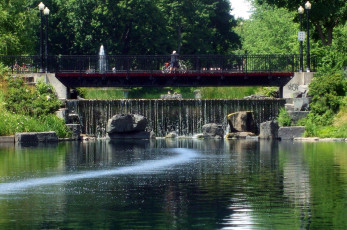 Картинка природа парк водоем мостик