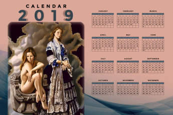обоя календари, фэнтези, голая, обнаженная, нагая, девушка