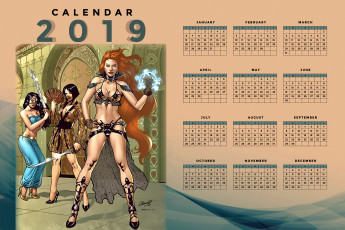 Картинка календари фэнтези веер оружие девушка