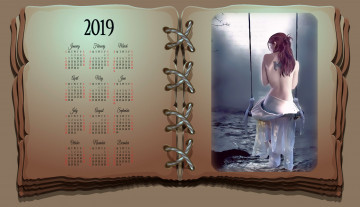 Картинка календари фэнтези книга девушка качели