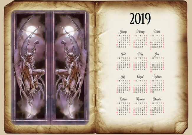 Обои картинки фото календари, фэнтези, крылья, существо