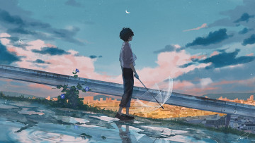 Картинка аниме пейзажи +природа мальчик
