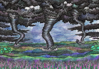 Картинка рисованное природа смерчи торнадо поля