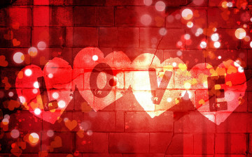 Картинка праздничные день+святого+валентина +сердечки +любовь любовь сердечки блики стена