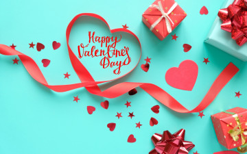 Картинка праздничные день+святого+валентина +сердечки +любовь лента коробки подарки сердечки поздравление