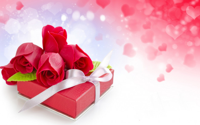 Обои картинки фото праздничные, подарки и коробочки, розы, коробка, подарок