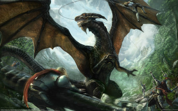 Картинка michael anthony gonzales фэнтези драконы люди битва дракон